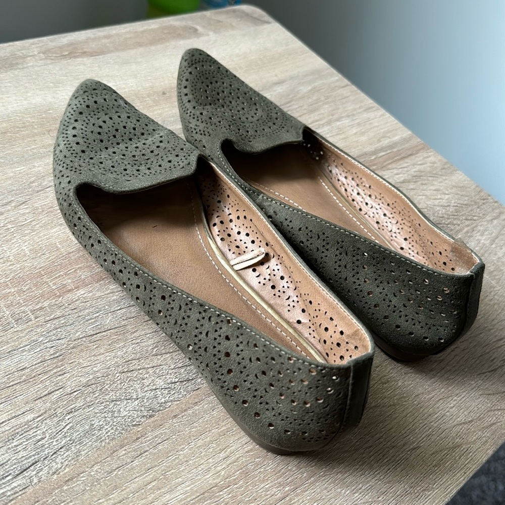 Olive green flats